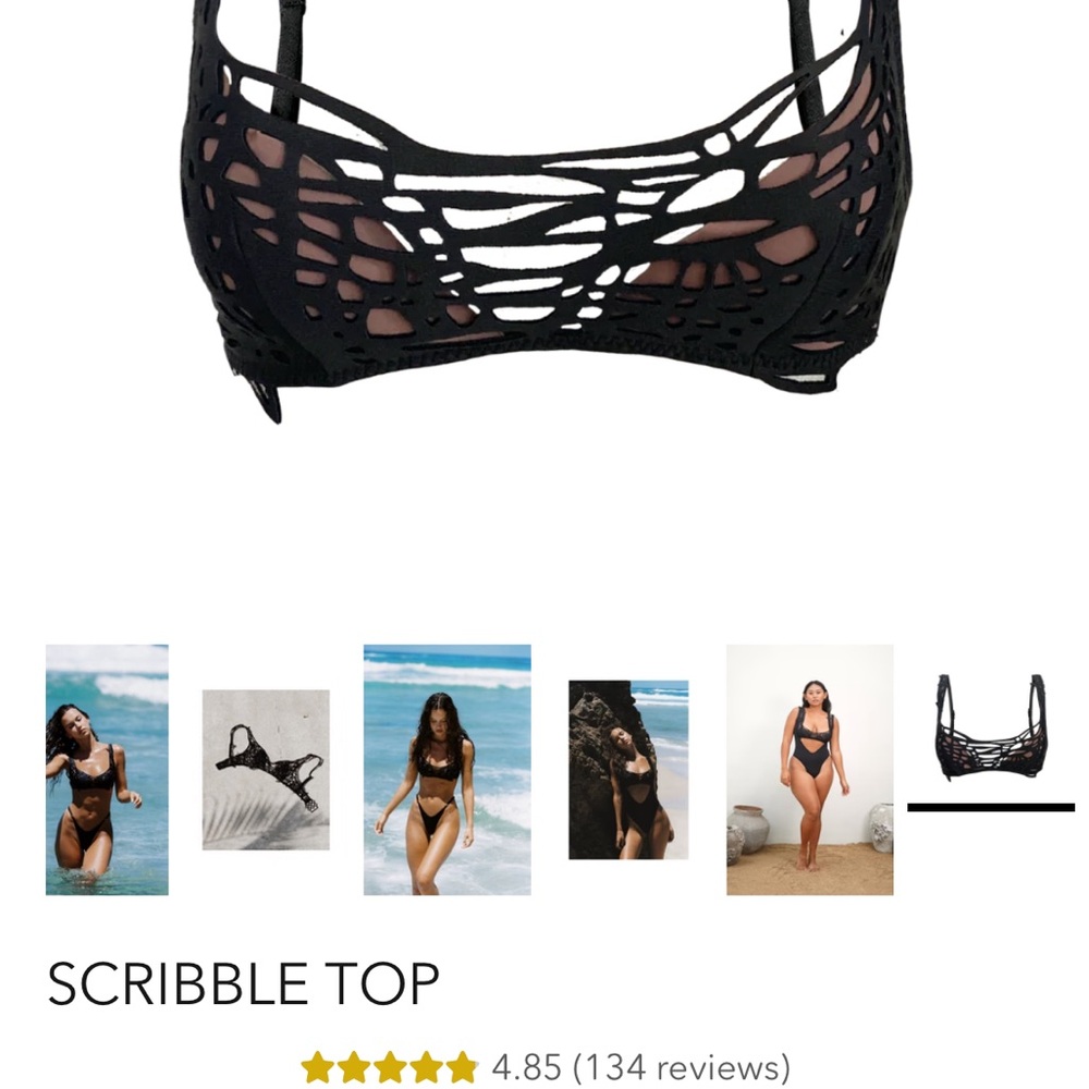 Black Scribble Bikini Top Medium